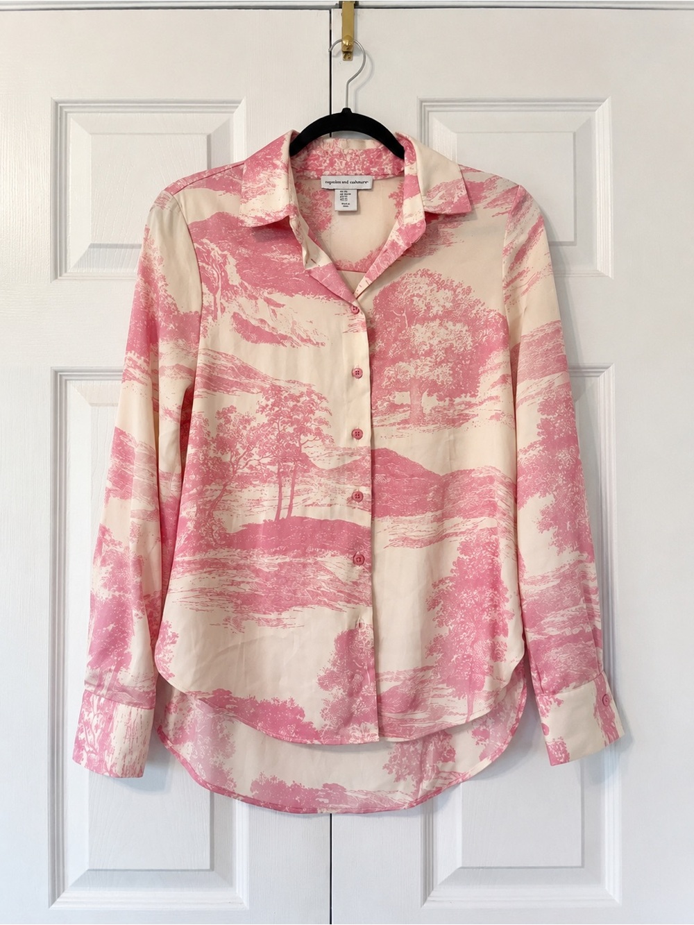 cupcakes & cashmere Pink and Cream Toile Button-Down Shirt